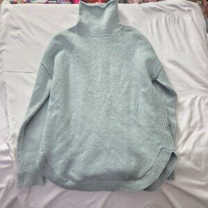 GAP Cozy Turtleneck Tunic Sweater Light Blue Wool Blend Medium